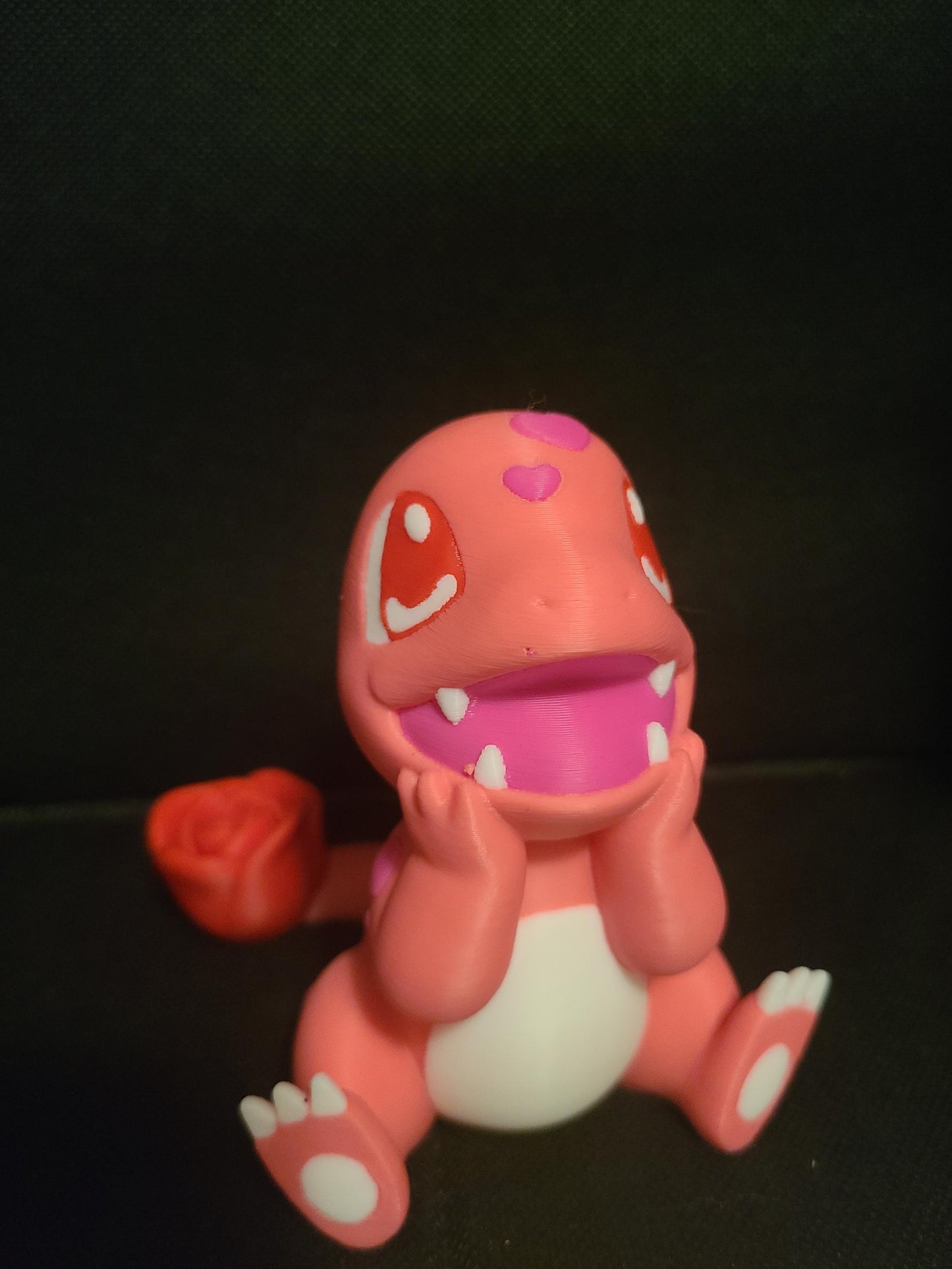 Valentine's Day Rose Heart Love Charmander Figure Fanart Pokemon 3d Printed Retro Holiday Decor
