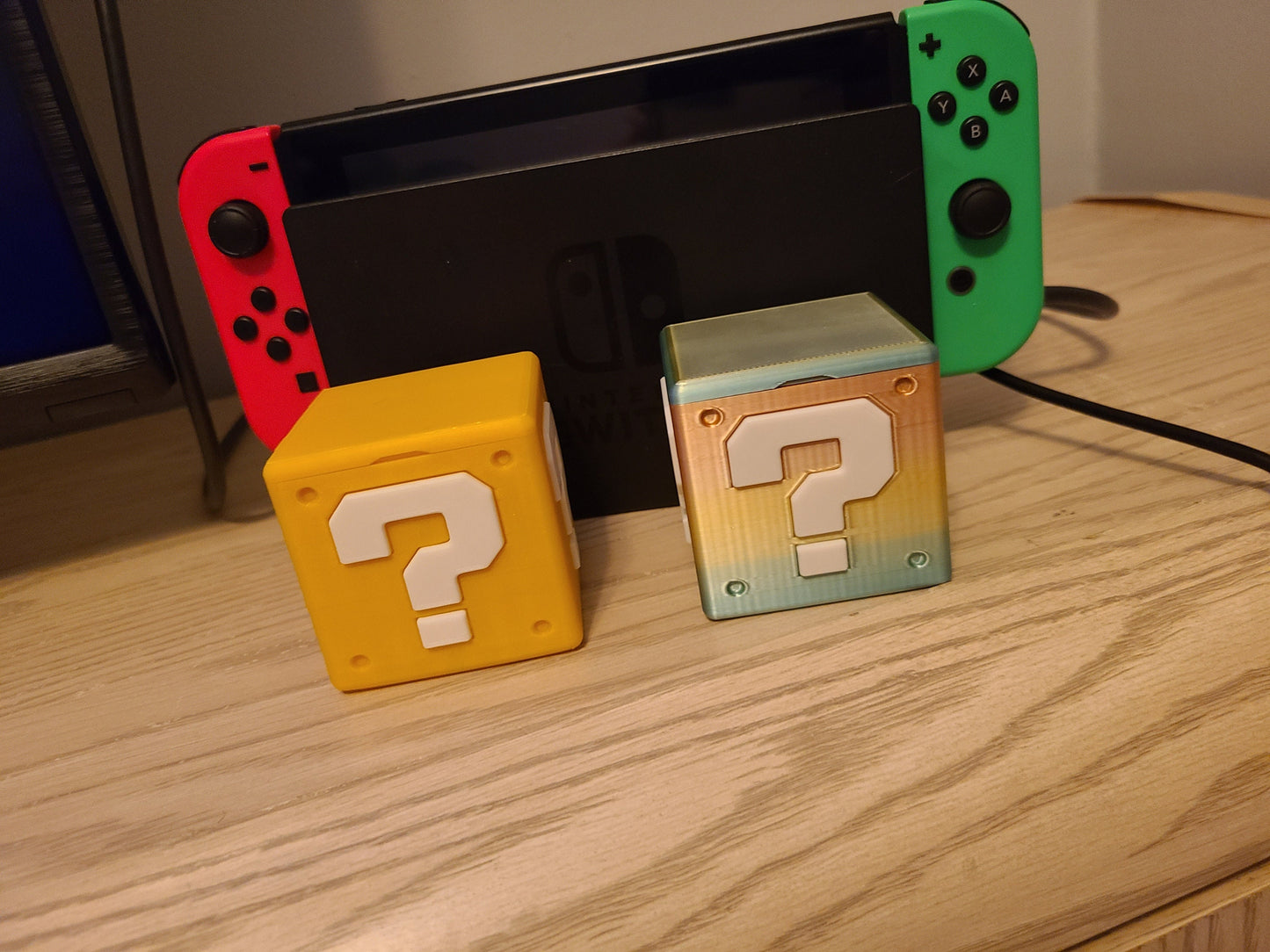 Nintendo Switch 14 Game SD Card Holder Question Mark Mario Block Retro Game Gaming Smash Bros Yellow Rainbow