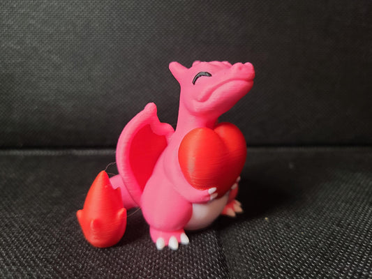 Valentine's Day Rose Heart Love Charmander Figure Fanart Pokemon 3d Printed Retro Holiday Decor