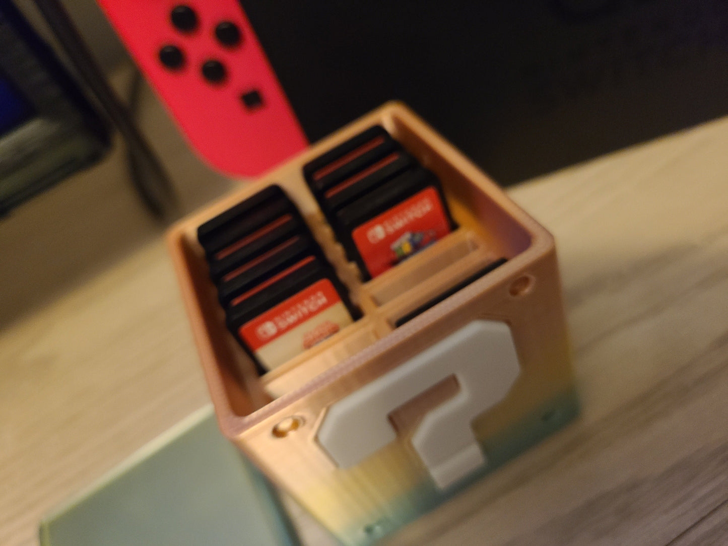 Nintendo Switch 14 Game SD Card Holder Question Mark Mario Block Retro Game Gaming Smash Bros Yellow Rainbow