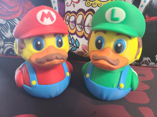 Mario and Luigi Super Mario Bros Ducks Set 3D Printed Large Small Mini Sizes Jeep Ducks Plastic Highly Detailed