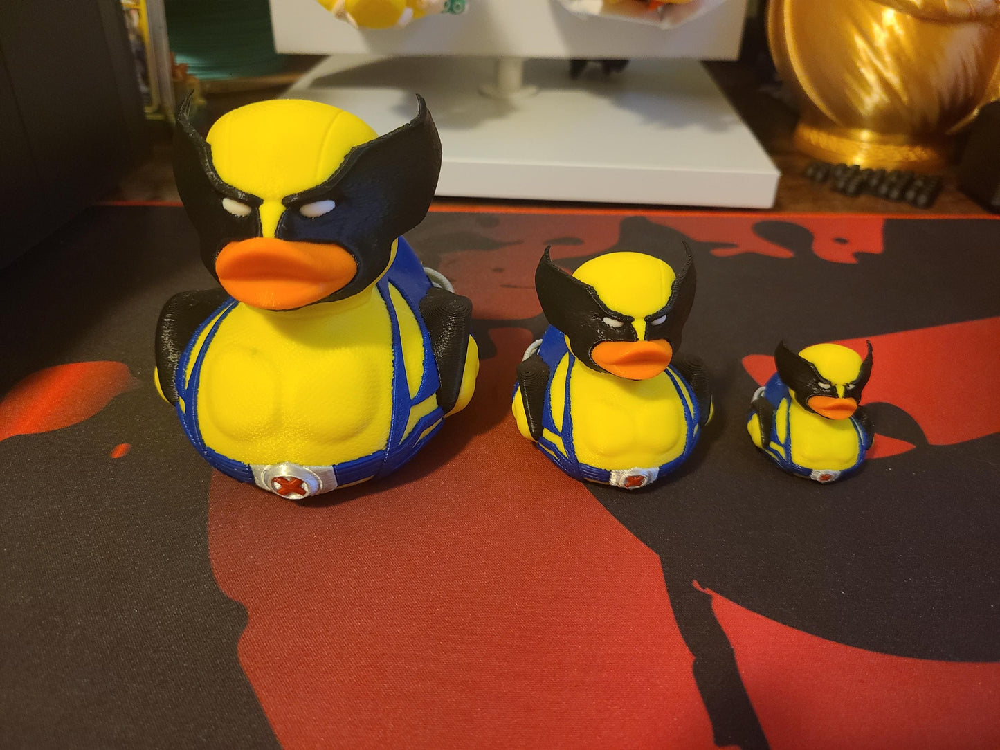Wolverine X Men Deadpool Duck 3D Printed Large Small Mini Sizes Jeep Duck Plastic Highly Detailed