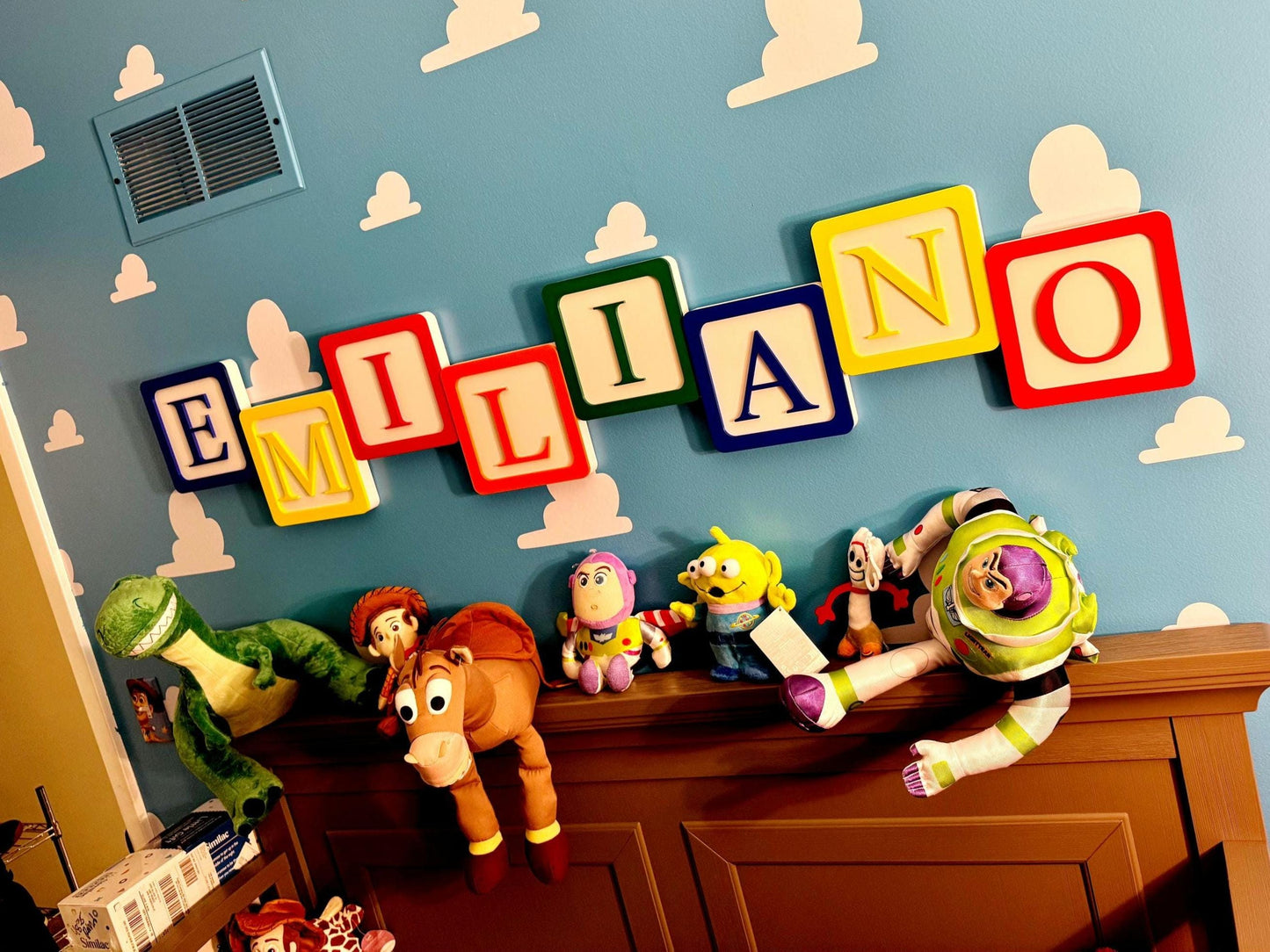 Letter Blocks Toy Story 3D Printed Wall Decor Baby's Room New Born Baby Shower Gift Gender Reveal
