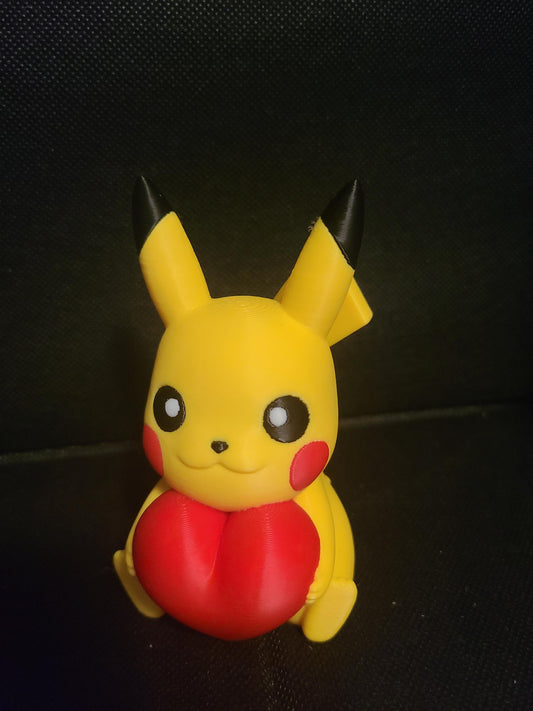 Valentine's Day Rose Heart Love Pikachu Figure Fanart Pokemon 3d Printed Retro Holiday Decor