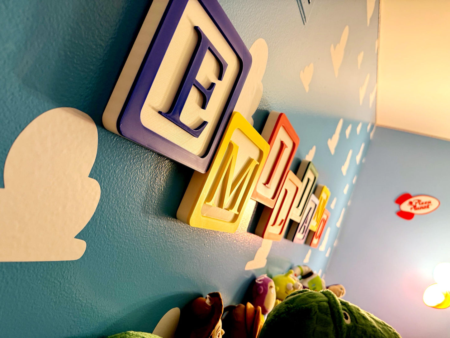 Letter Blocks Toy Story 3D Printed Wall Decor Baby's Room New Born Baby Shower Gift Gender Reveal
