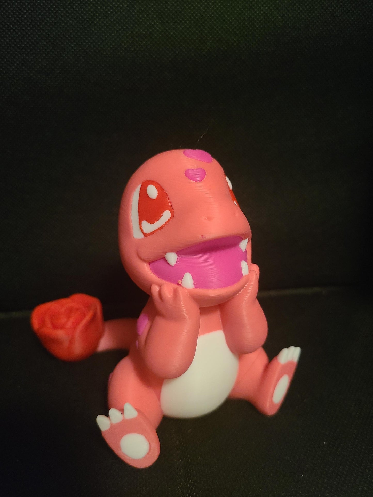 Valentine's Day Rose Heart Love Charmander Figure Fanart Pokemon 3d Printed Retro Holiday Decor