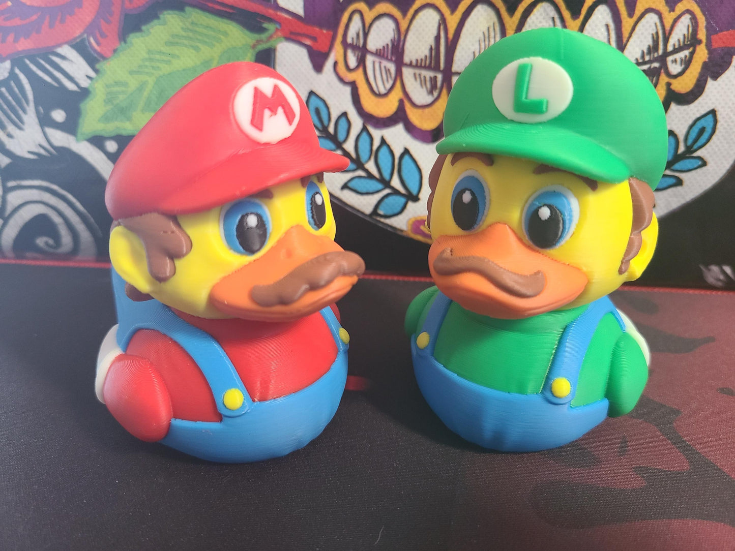 Mario and Luigi Super Mario Bros Ducks Set 3D Printed Large Small Mini Sizes Jeep Ducks Plastic Highly Detailed